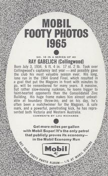 1965 Mobil Footy Photos VFL #16 Ray Gabelich Back